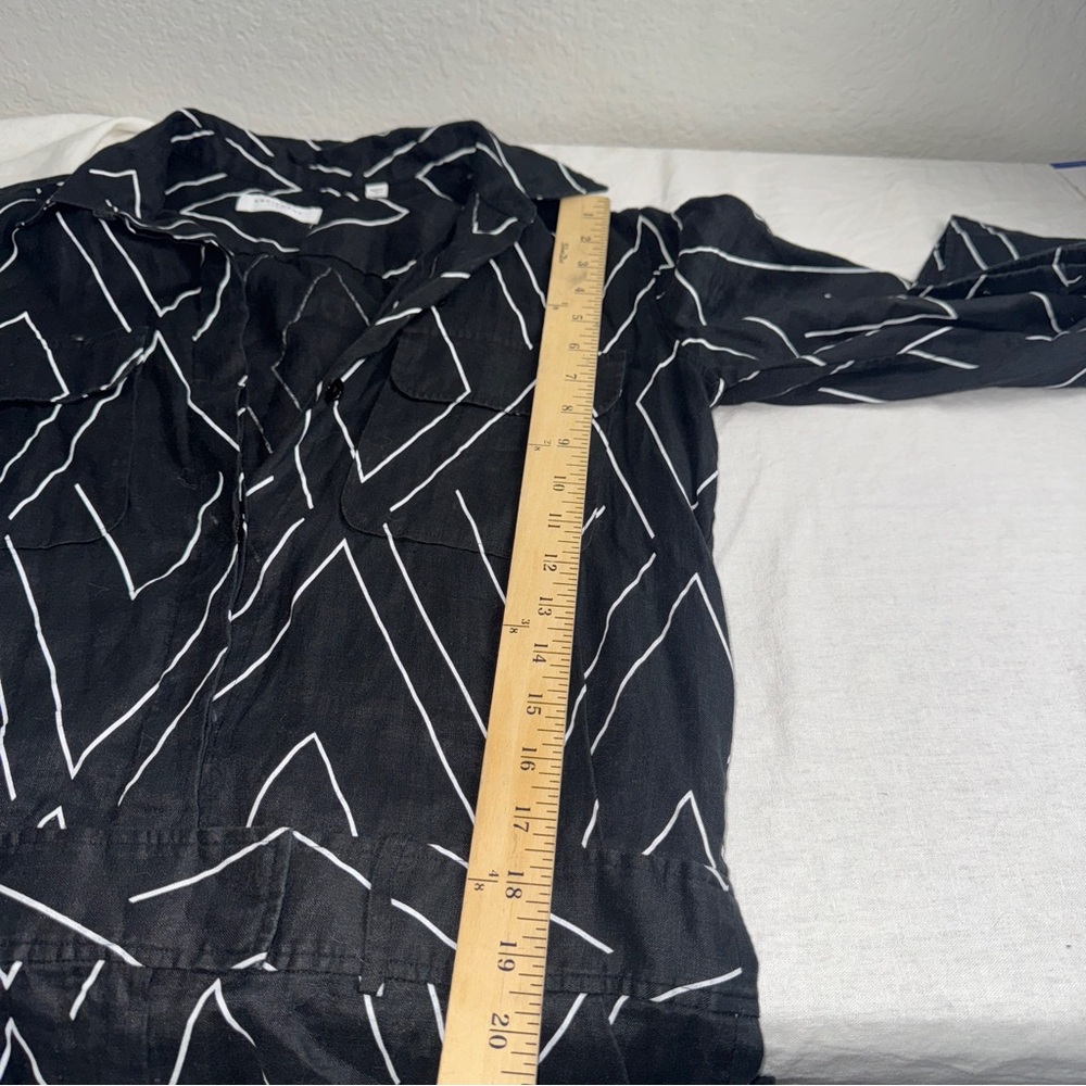 Equipment Valerie Black and White Linen Playsuit Romper Patterned Casual #cc - Picture 6 of 11